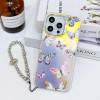 Протиударний чохол Electroplating Laser Butterfly Phone Case with Wrist Strap на iPhone 16 Pro Max - Pink Butterflies