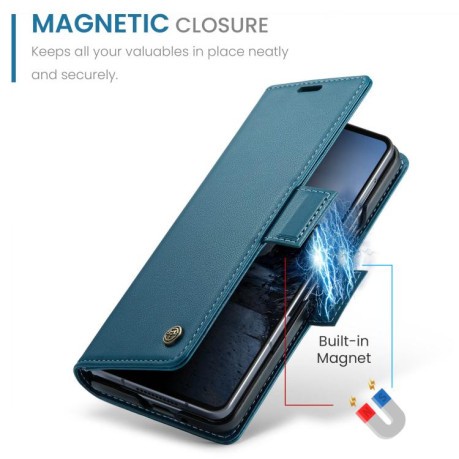 Чехол-книжка CaseMe 023 Butterfly Buckle Litchi Texture RFID Anti-theft Leather для Samsung Galaxy Fold 7 - синий
