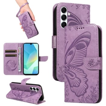 Чохол-книжка Swallowtail Butterfly Embossed Leather  для Samsung Galaxy A26 5G - фіолетовий