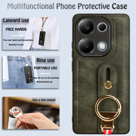 Протиударний чохол Wristband Leather Back для Xiaomi Redmi Note Redmi Note 14S/ 13 Pro 4G / POCO M6 Pro 4G - зелений