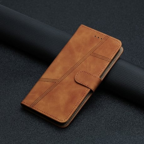 Чехол-книжка Stitching Skin Feel для iPhone 16 Pro Max - коричневый