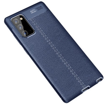 Противоударный чехол Litchi Texture на Samsung Galaxy Note 20 - синий