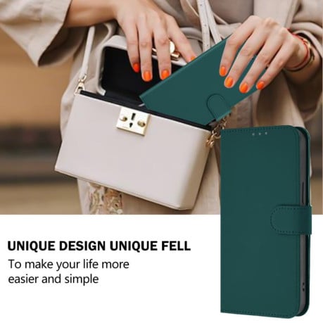 Чехол-книжка с мягким покрытием (Skin Feel) со шнурком на Infinix Smart 10 4G - зеленый