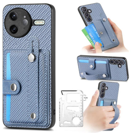Противоударний чехол Wristband Kickstand Card для Xiaomi Poco F7 Ultra - синій