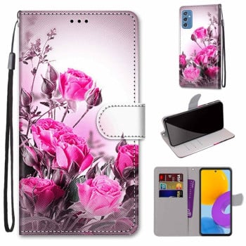 Чехол-книжка Coloured Drawing Cross для Samsung Galaxy M52 5G - Wild Rose