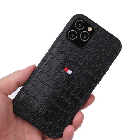 Противоударный чехол Fierre Shann Crocodile Texture для iPhone 11 - черный