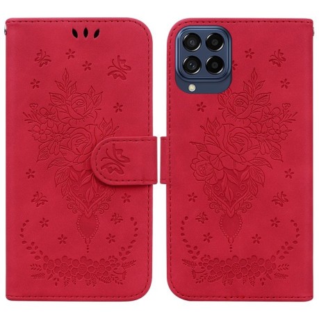Чехол-книжка Butterfly Rose Embossed на Samsung Galaxy M53 5G - красный
