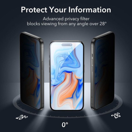Защитное стекло антишпион ESR Tempered-Glass Privacy для iPhone 15
