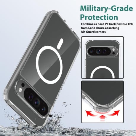 Протиударний чохол Skin Feel TPU + PC MagSafe Magnetic для Google Pixel 9 Pro XL - прозорий