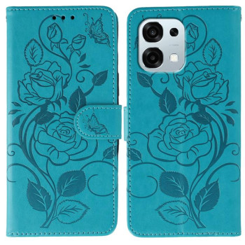 Чехол-книжка Rose Butterfly Embossed Leather на OPPO A6 Pro 5G — синий