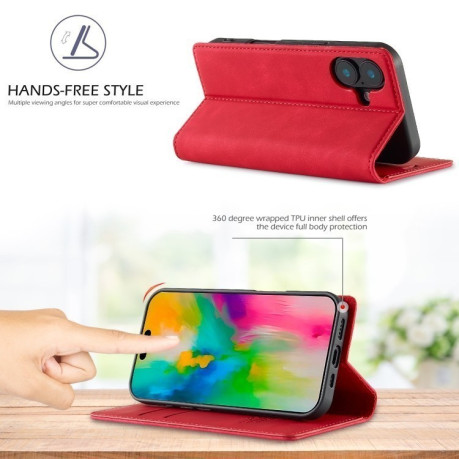 Чехол-книжка LCIMEEKE Strong для iPhone 16 Plus - красный