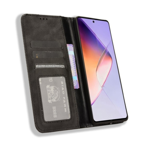 Чехол-книжка Magnetic Buckle Retro Crazy Horse Texture на Infinix Note 40 4G - черный