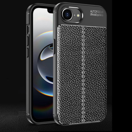 Чохол протиударний Litchi Texture на iPhone 16e - чорний