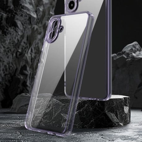 Чехол Airbag гибрид с цветными гранями на Samsung Galaxy A07 4G - прозрачно-фиолетовый