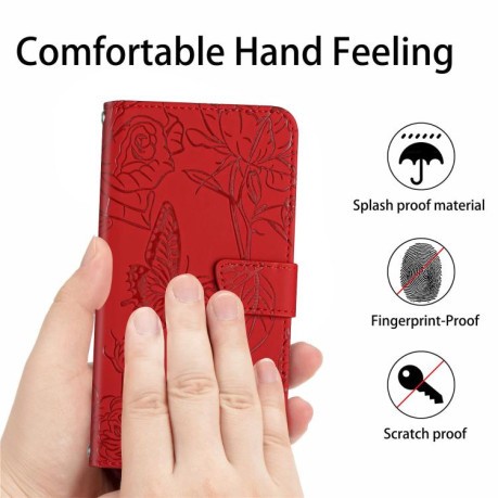 Чохол-книжка Embossed Butterfly для OPPO Reno13 Pro - червоний