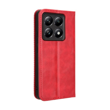 Чохол-книжка Magnetic Buckle Retro Crazy Horse Texture на Xiaomi 14T Pro - червоний