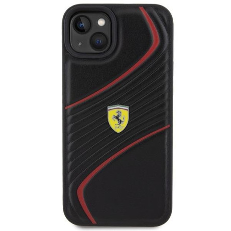 Оригинальный чехол Ferrari Twist Metal Logo для iPhone 15 Plus - black