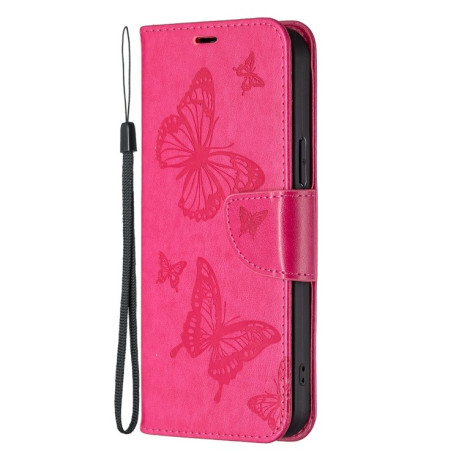 Чехол-книжка Butterflies Pattern для Samsung Galaxy M14 5G - пурпурно-красный