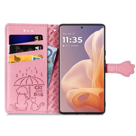 Чехол-книжка Cat and Dog для Motorola Moto G85 - розовый