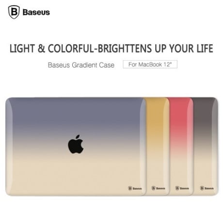 Ультратонкий Прозрачный Чехол Baseus Sky Case 0,7 мм Gradient Color Black для MacBook 12