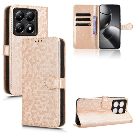 Чохол-книжка Honeycomb Dot для Xiaomi 14T - золотий