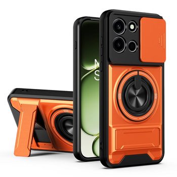 Противоударный чехол Lens Sliding Window Multifunctional Magnetic Shockproof со шторкой камеры на OnePlus Nord 6 5G — оранжевый