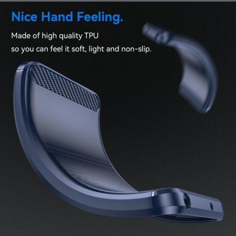 Противоударный чехол Brushed Texture Carbon Fiber на Samsung Galaxy M55 - синий