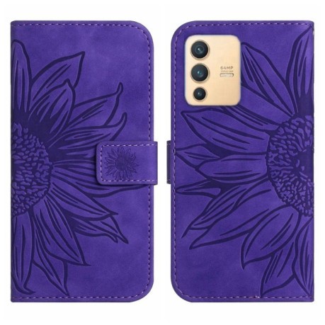 Чехол-книжка Skin Feel Sun Flower для Vivo V23 5G - фиолетовый