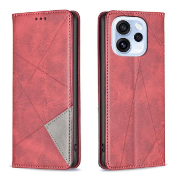 Чехол-книжка Rhombus Texture для OPPO Reno15 Pro 5G Global — красный