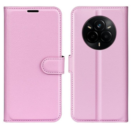 Чохол-книжка Litchi Texture Horizontal Flip Leather на Realme 14 Pro+ - рожевий