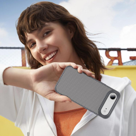 Ударозащитный чехол Carbon Fiber Texture Skin-feel Acrylic TPU на iPhone Air - серый