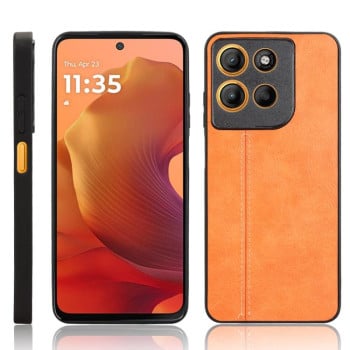 Чехол с прострочкой Sewing Cow Pattern на Motorola Moto G15 / G15 Power - оранжевый