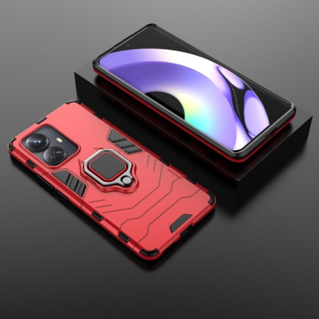 Противоударный чехол HMC Magnetic Ring Holder для Realme 10 Pro+ - красный