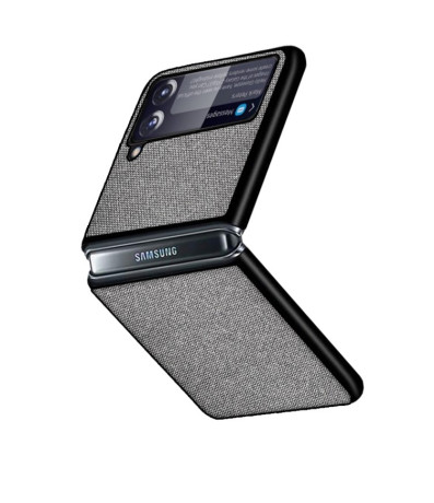 Противоударный чехол Sea Sand Cloth Texture для Samsung Galaxy Z Flip3 5G - серый