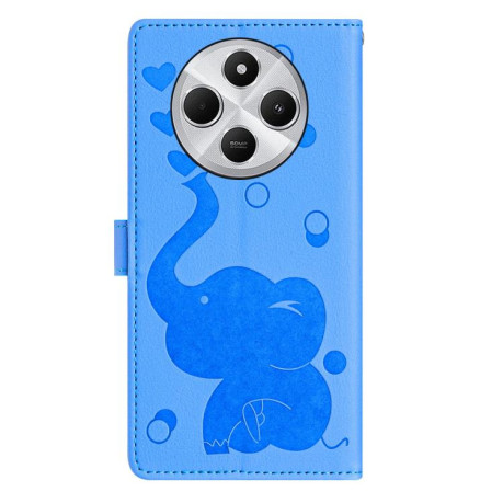 Чехол-книжка Cartoon Elephant Embossed Leather для Xiaomi Redmi A4 5G - синий