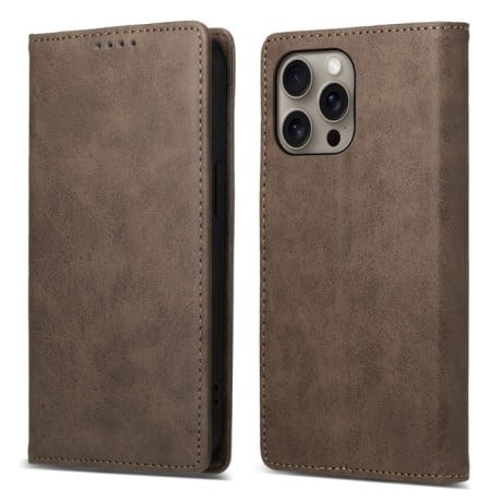 Чехол-книжка Business Solid Color Magnetic RFID Leather на iPhone 16 Pro Max - коричневый