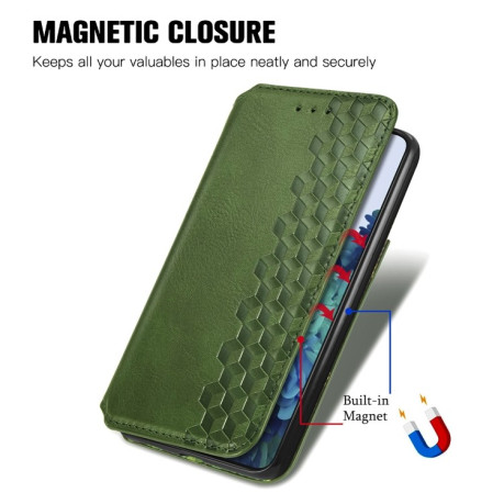 Чехол-книжка Cubic Grid на Samsung Galaxy S21 - зеленый