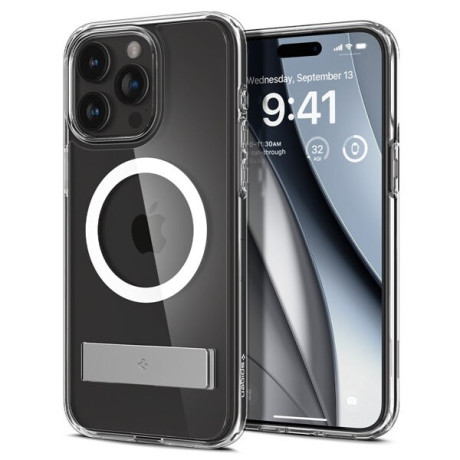 Оригинальный чехол Spigen Ultra Hybrid S MagSafe case with stand для iPhone 15 Pro Max - transparent