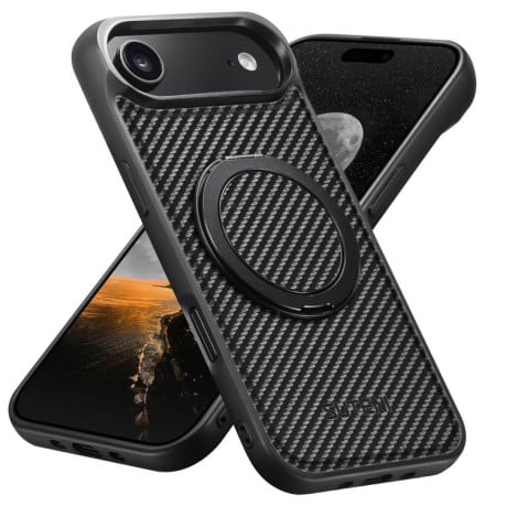 Противоударный чехол Suteni G3 Carbon Fiber с подставкой 360 и MagSafe на iPhone Air - черный
