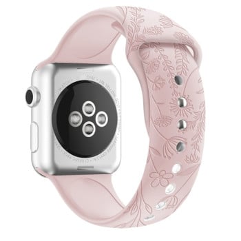 Ремінець Butterflies Love Flower Embossing для Apple Watch 10 46mm/Ultra 49mm / Series 8/7 45mm / 44mm / 42mm - рожевий