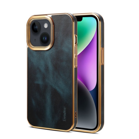 Чохол Denior Oil Wax Cowhide Plating для iPhone 15 – синій