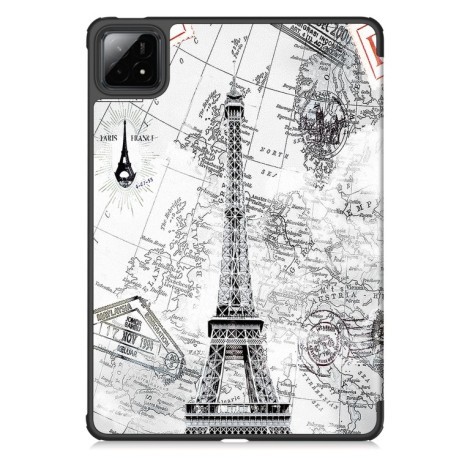 Чехол-книжка Custer Painted 3-Fold Stand Leather Smart для Xiaomi Pad 7 / 7 Pro - Retro Eiffel Tower