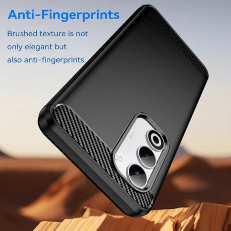 Чехол Brushed Texture Carbon Fiber на OPPO A5 4G Global - черный