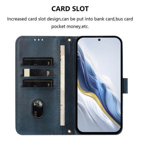 Чохол-книжка Line Splicing еко-шкіра Ретро для Poco 8 Pro/Redmi Note 15 Pro+ 5G Global 163.3mm — темно-синій
