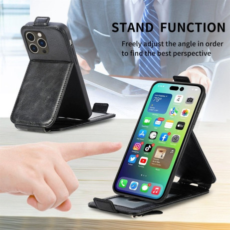Флипп-чехол Zipper Wallet Vertical для iPhone 14 Pro Max - черный