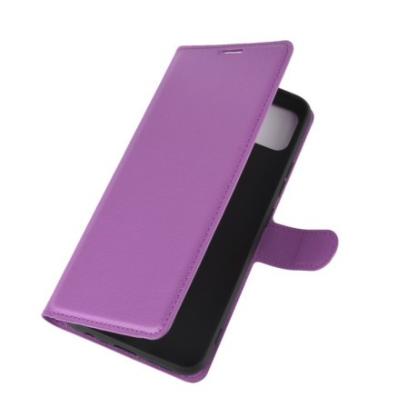 Чехол-книжка Litchi Texture на Realme C11 - фиолетовый
