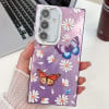 Противоударный чехол Plating Glitter Texture Butterfly для Samsung Galaxy S25+ 5G - Daisy Butterflies