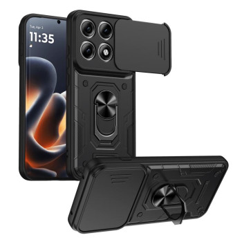 Чехол Escase Nanshan Armor с шторкой камеры и кольцом-держателем на Motorola Edge 70 Pro 5G — чёрный