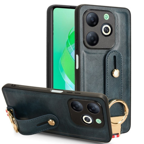 Противоударный чехол Wristband Leather Back для Infinix Smart 8 - синий