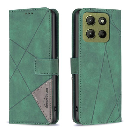 Чохол-книжка Rhombus Texture для Motorola Moto G15 - зелений